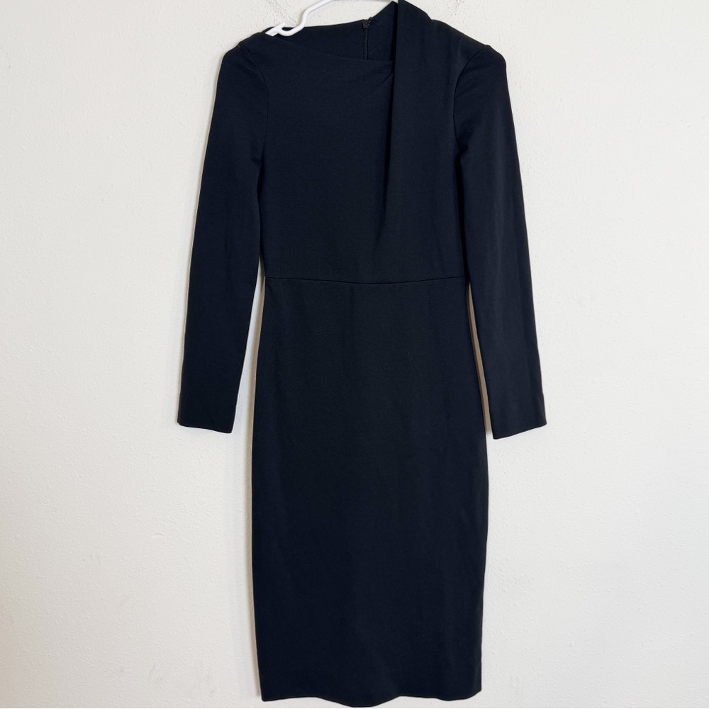 COS long sleeve gathered bodycon sheath dress